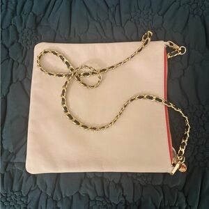 Clare V Cream Fold Over Clutch w/Tabs - EUC